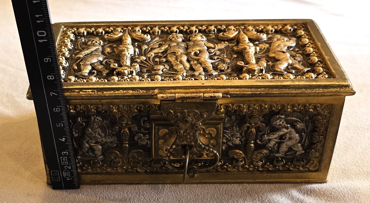 Cofanetto portagioie in bronzo dorato Erhart & Söhne, Germania, circa 1900-photo-6