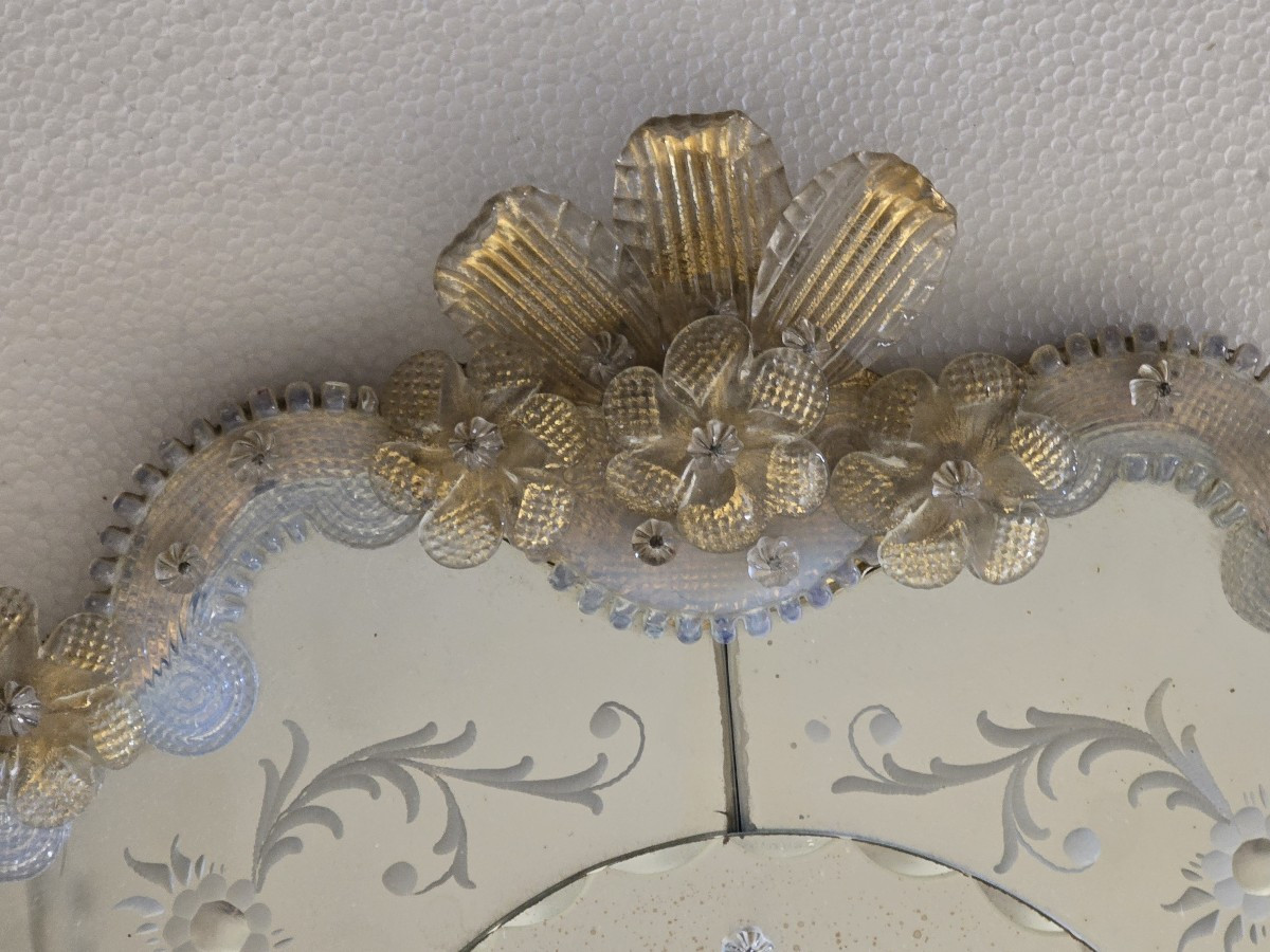 Antico specchio da muro veneziano, metà XX secolo-photo-3