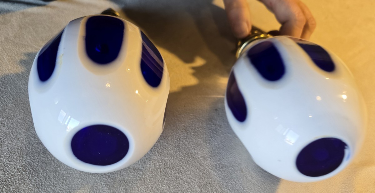 Coppia di antichi terminali da scala in cristallo di Boemia-photo-2