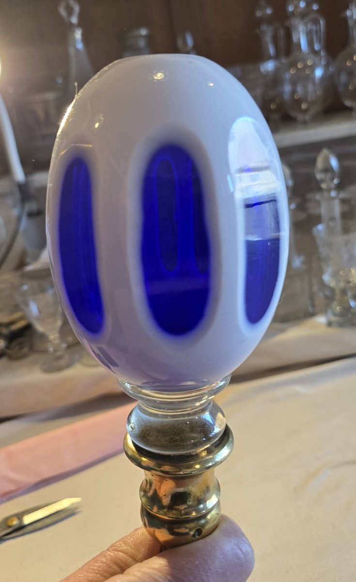 Coppia di antichi terminali da scala in cristallo di Boemia-photo-4