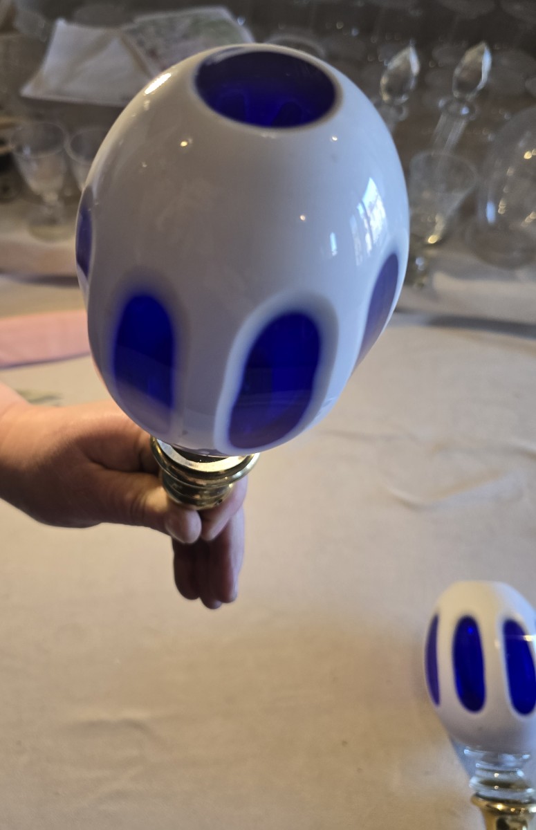 Coppia di antichi terminali da scala in cristallo di Boemia-photo-1