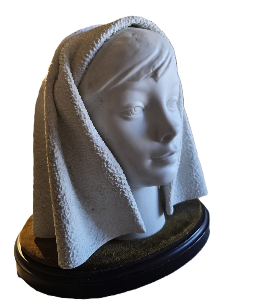 Testa di giovane donna velata – antico biscuit Lladró, 1969‑1985-photo-2