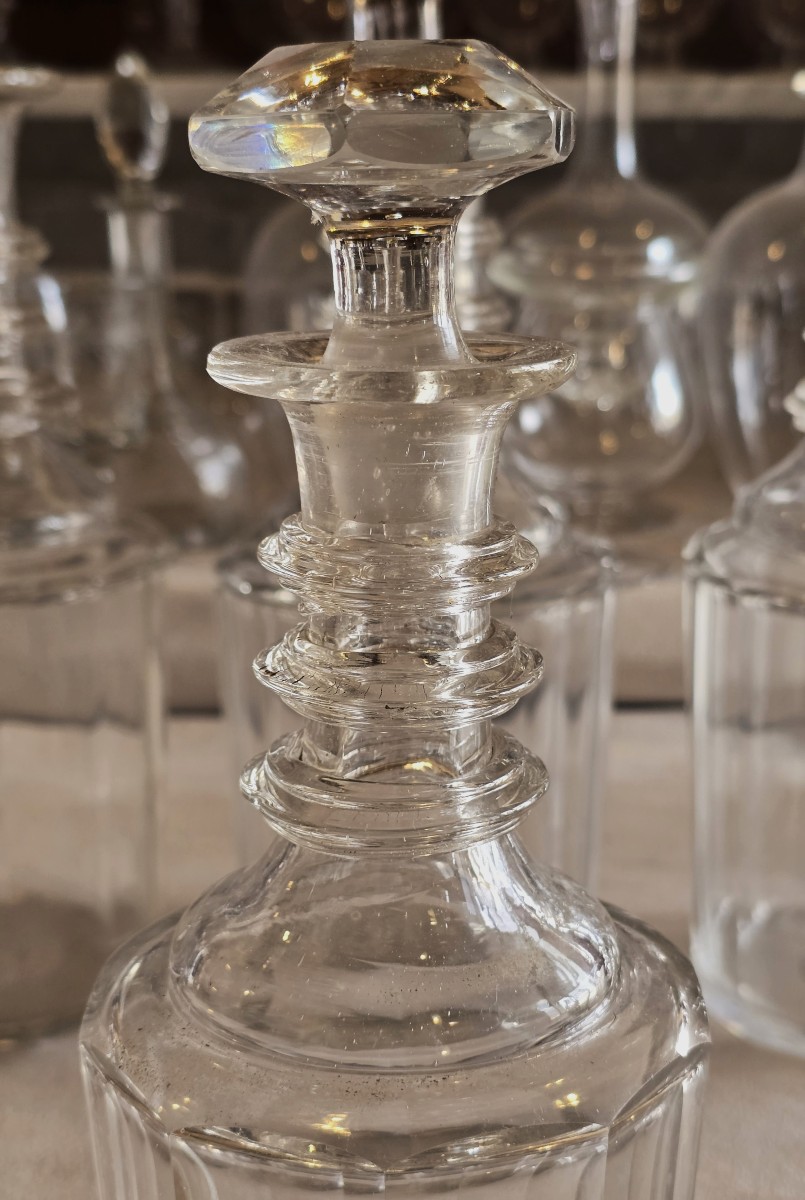 Bottiglia antica n.1 in cristallo sfaccettato - inizio XX secolo.-photo-3