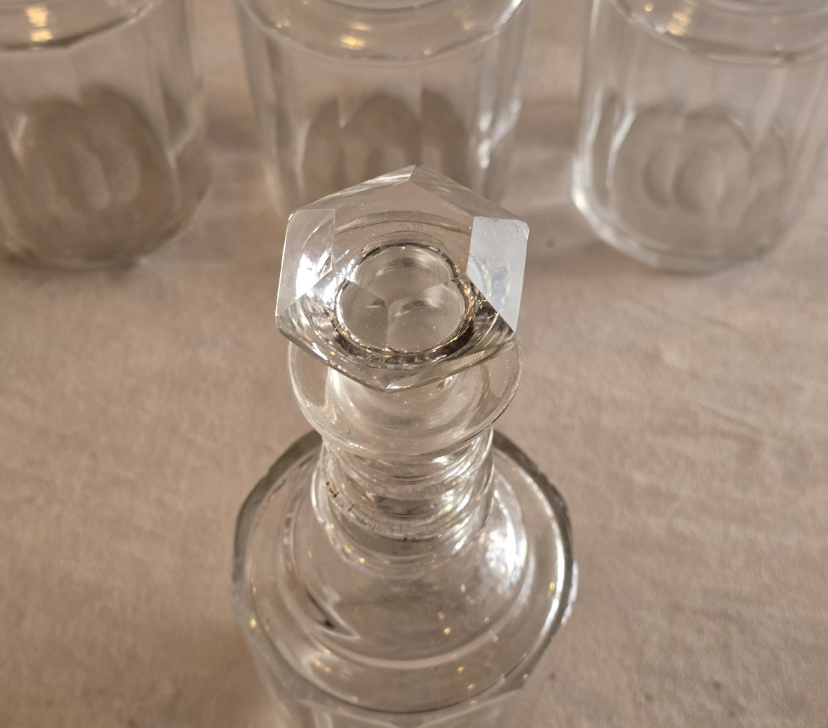 Bottiglia antica n.1 in cristallo sfaccettato - inizio XX secolo.-photo-3