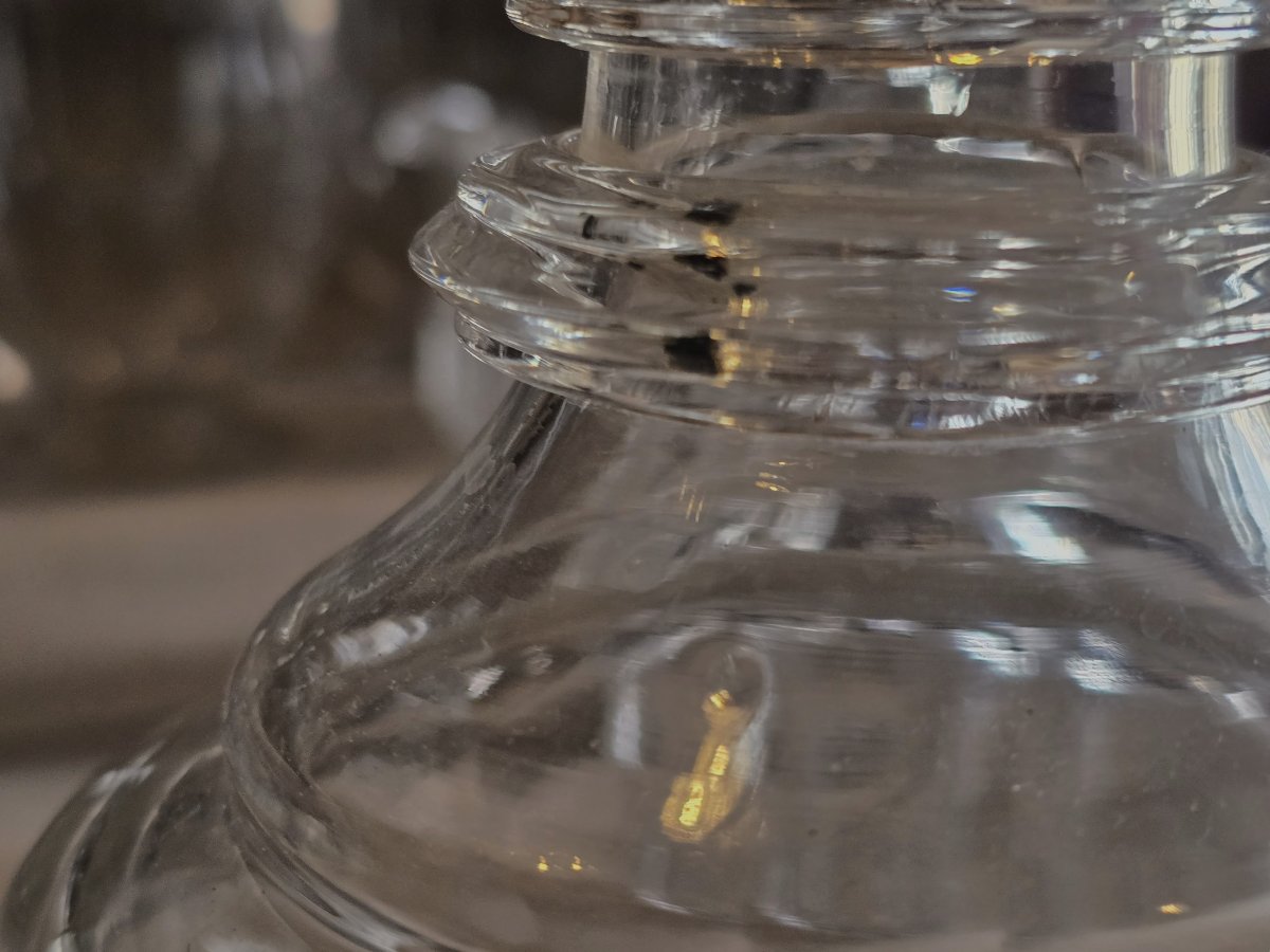 Lotto di tre bottiglie decanter n.2,n.3,n.4 in cristallo molato- inizio XX secolo.-photo-2