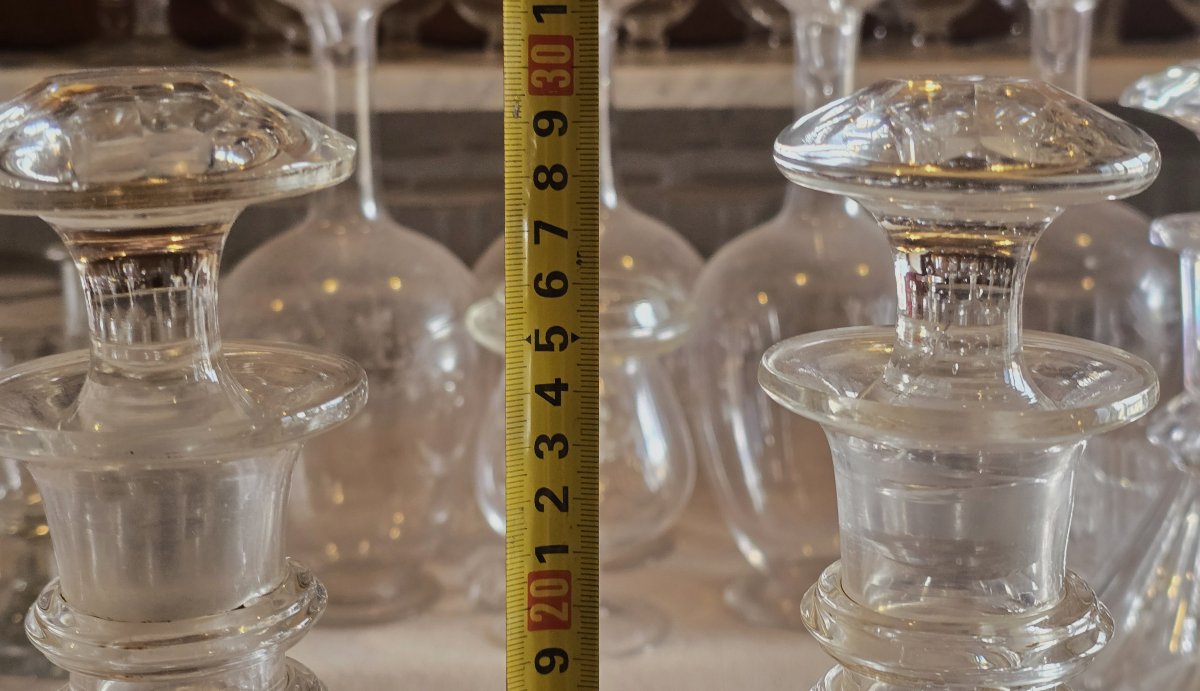 Lotto di tre bottiglie decanter n.2,n.3,n.4 in cristallo molato- inizio XX secolo.-photo-3