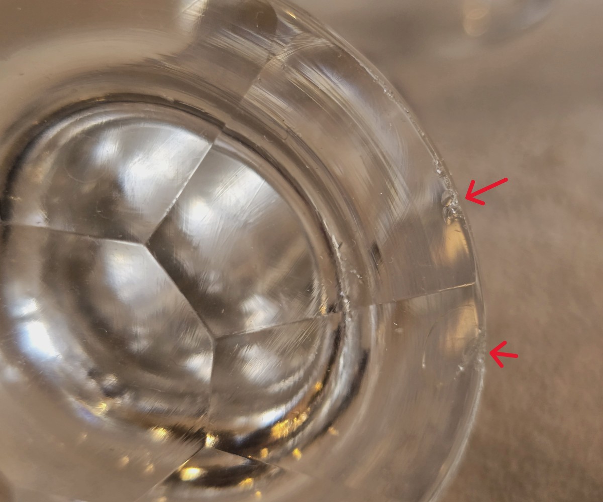 Lotto di tre bottiglie decanter n.2,n.3,n.4 in cristallo molato- inizio XX secolo.-photo-5