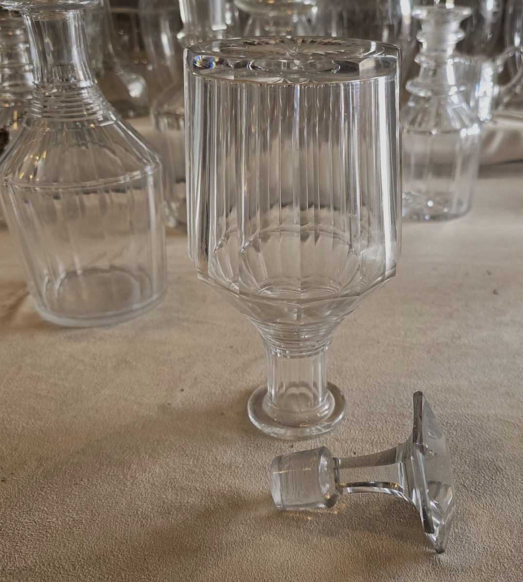 Bottiglia antica n.5 in cristallo molato- Inghilterra XIX esimo secolo-photo-3