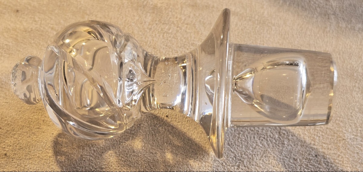 Bella bottiglia antica in vetro soffiato e inciso Baccarat Liberty-photo-3