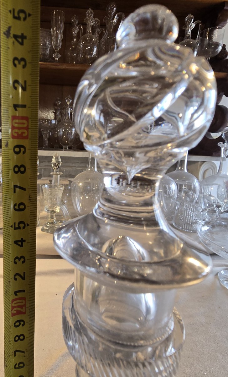 Bella bottiglia antica in vetro soffiato e inciso Baccarat Liberty-photo-6