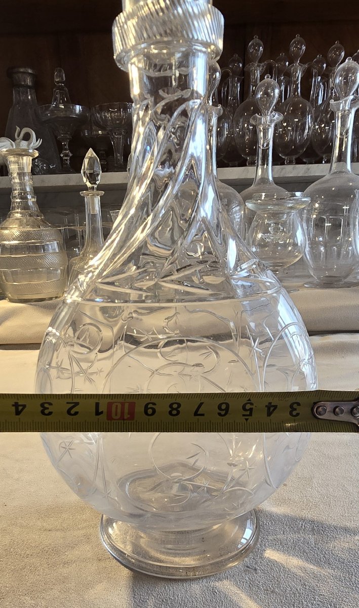 Bella bottiglia antica in vetro soffiato e inciso Baccarat Liberty-photo-7