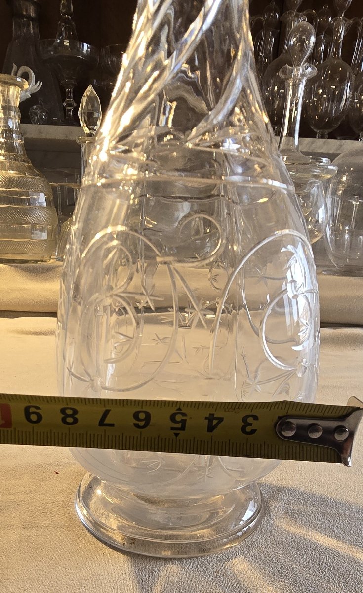 Bella bottiglia antica in vetro soffiato e inciso Baccarat Liberty-photo-8