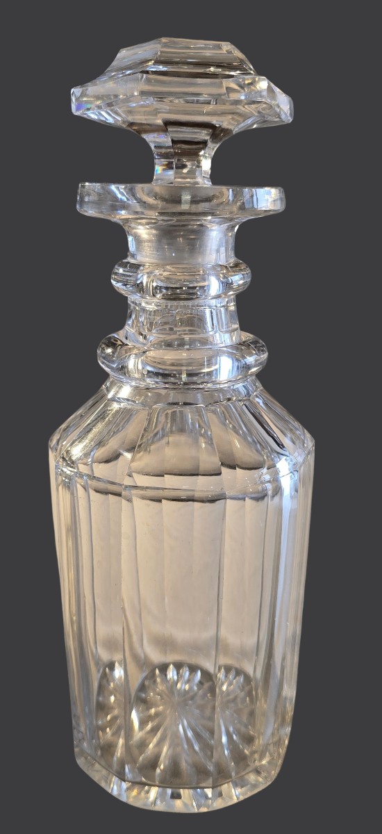 Antica bottiglia decanter da liquore n. 8 in cristallo molato - seconda metà '800