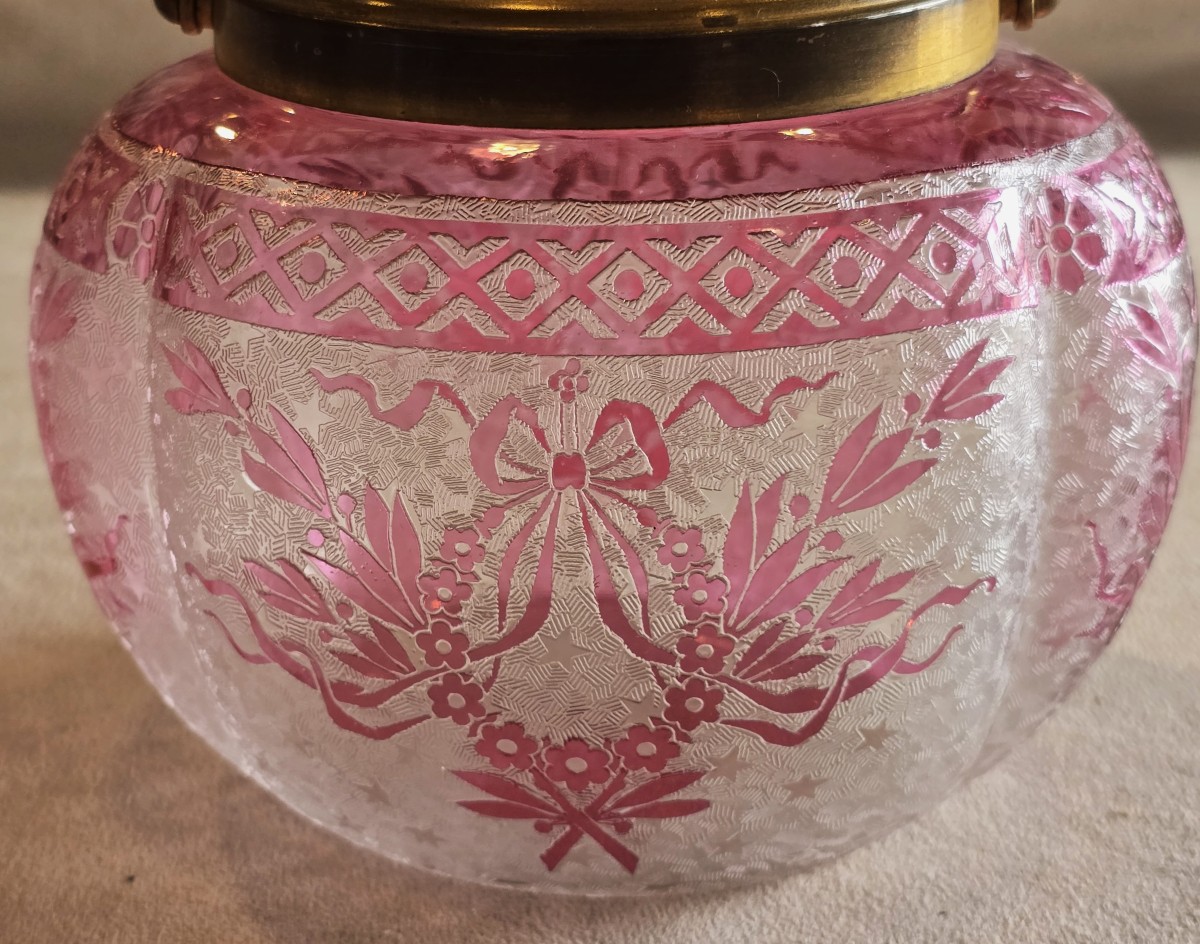 Biscottiera antica in vetro inciso - Baccarat periodo liberty-photo-2