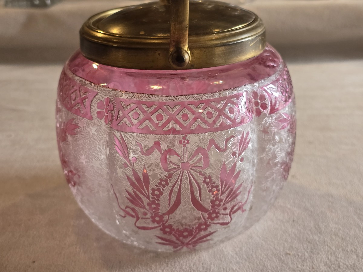 Biscottiera antica in vetro inciso - Baccarat periodo liberty-photo-3