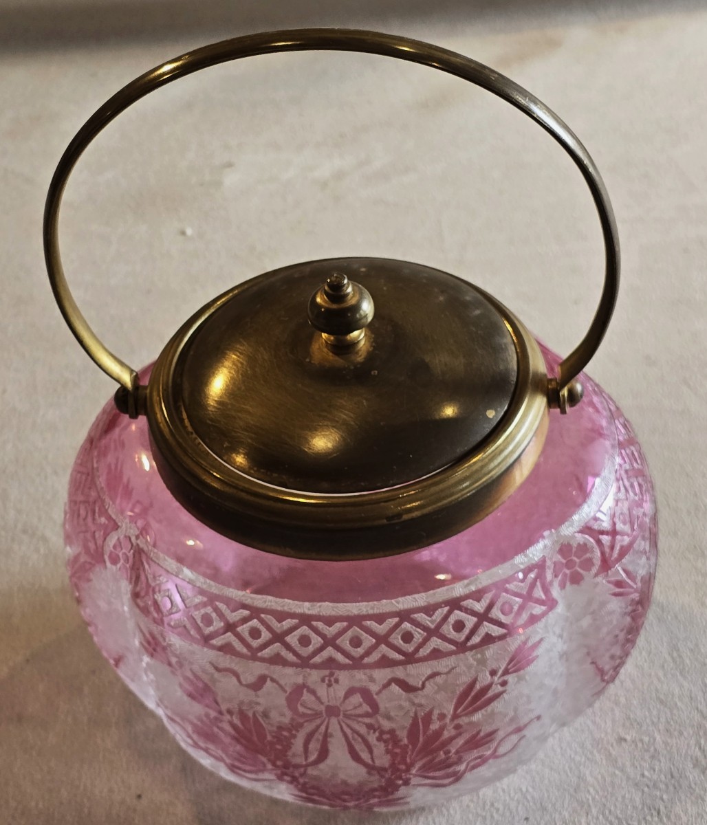 Biscottiera antica in vetro inciso - Baccarat periodo liberty-photo-4