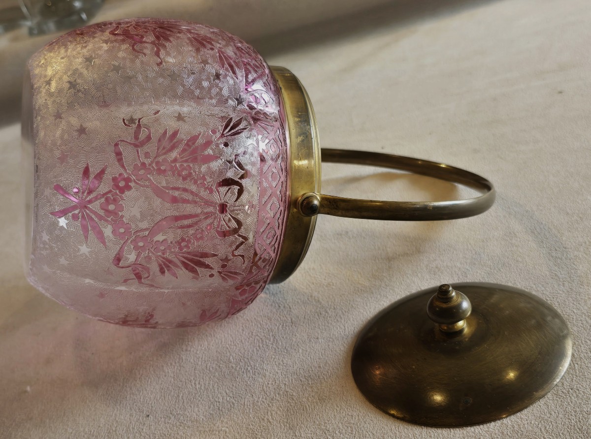 Biscottiera antica in vetro inciso - Baccarat periodo liberty-photo-2