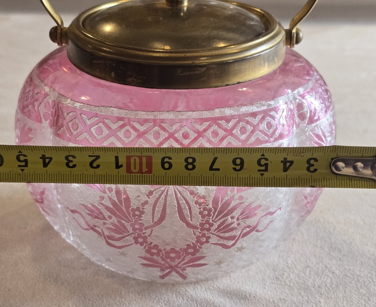 Biscottiera antica in vetro inciso - Baccarat periodo liberty-photo-7