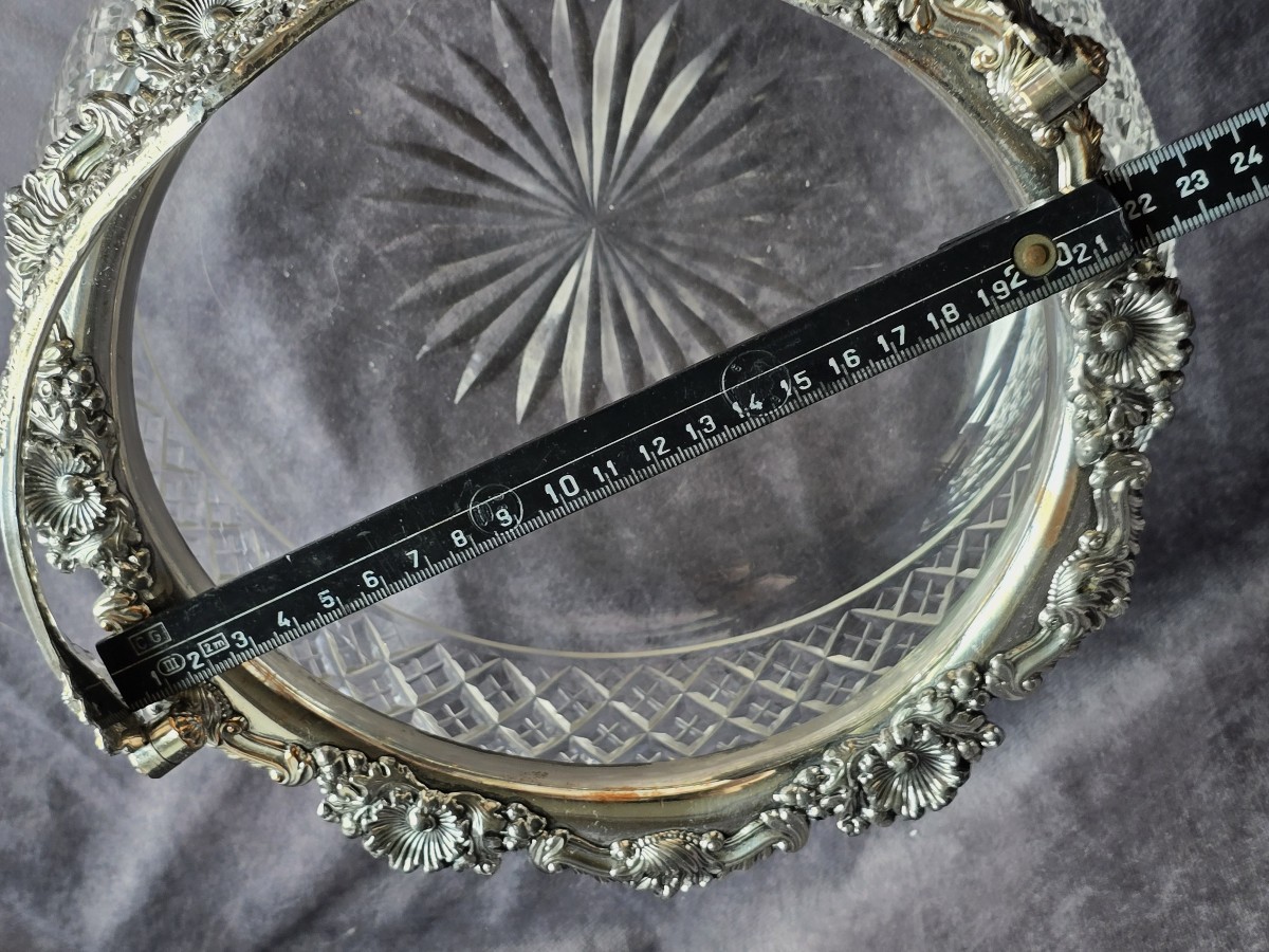 Cestino antico in cristallo e metallo argentato 1907-photo-4