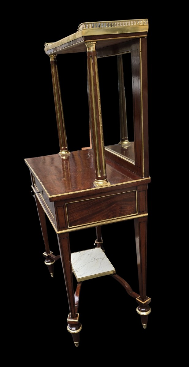 Bonheur-du-jour in stile Luigi XVI in mogano e bronzo dorato fine '800-photo-2