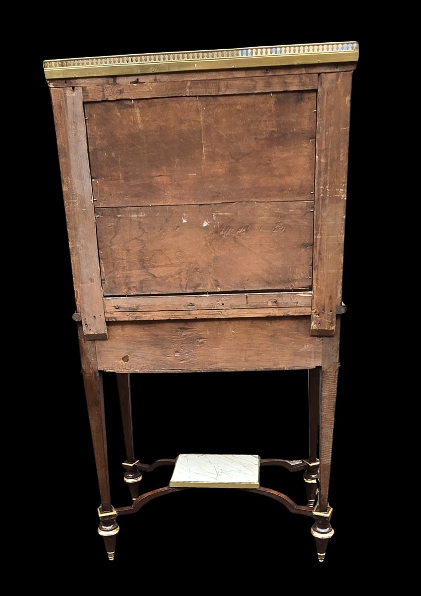 Bonheur-du-jour in stile Luigi XVI in mogano e bronzo dorato fine '800-photo-3