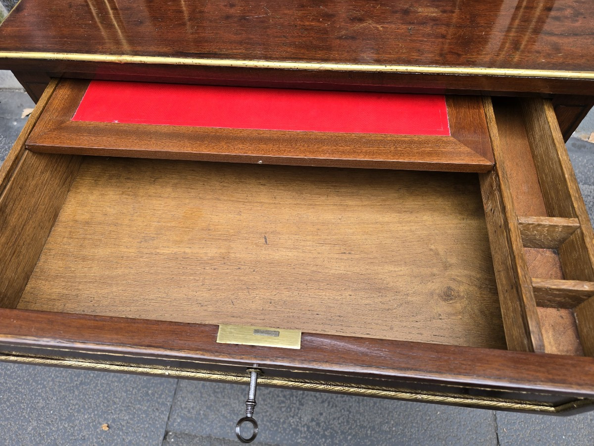 Bonheur-du-jour in stile Luigi XVI in mogano e bronzo dorato fine '800-photo-2