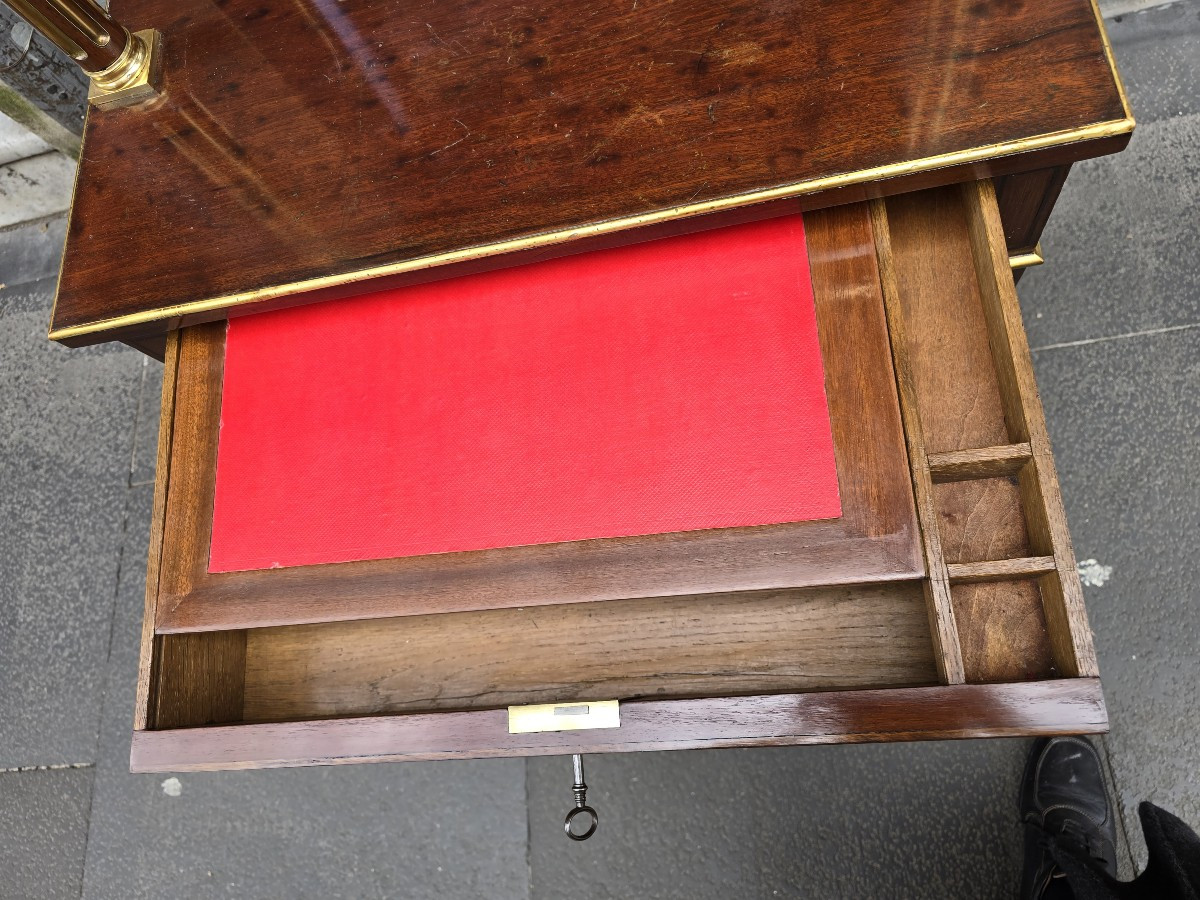 Bonheur-du-jour in stile Luigi XVI in mogano e bronzo dorato fine '800-photo-3