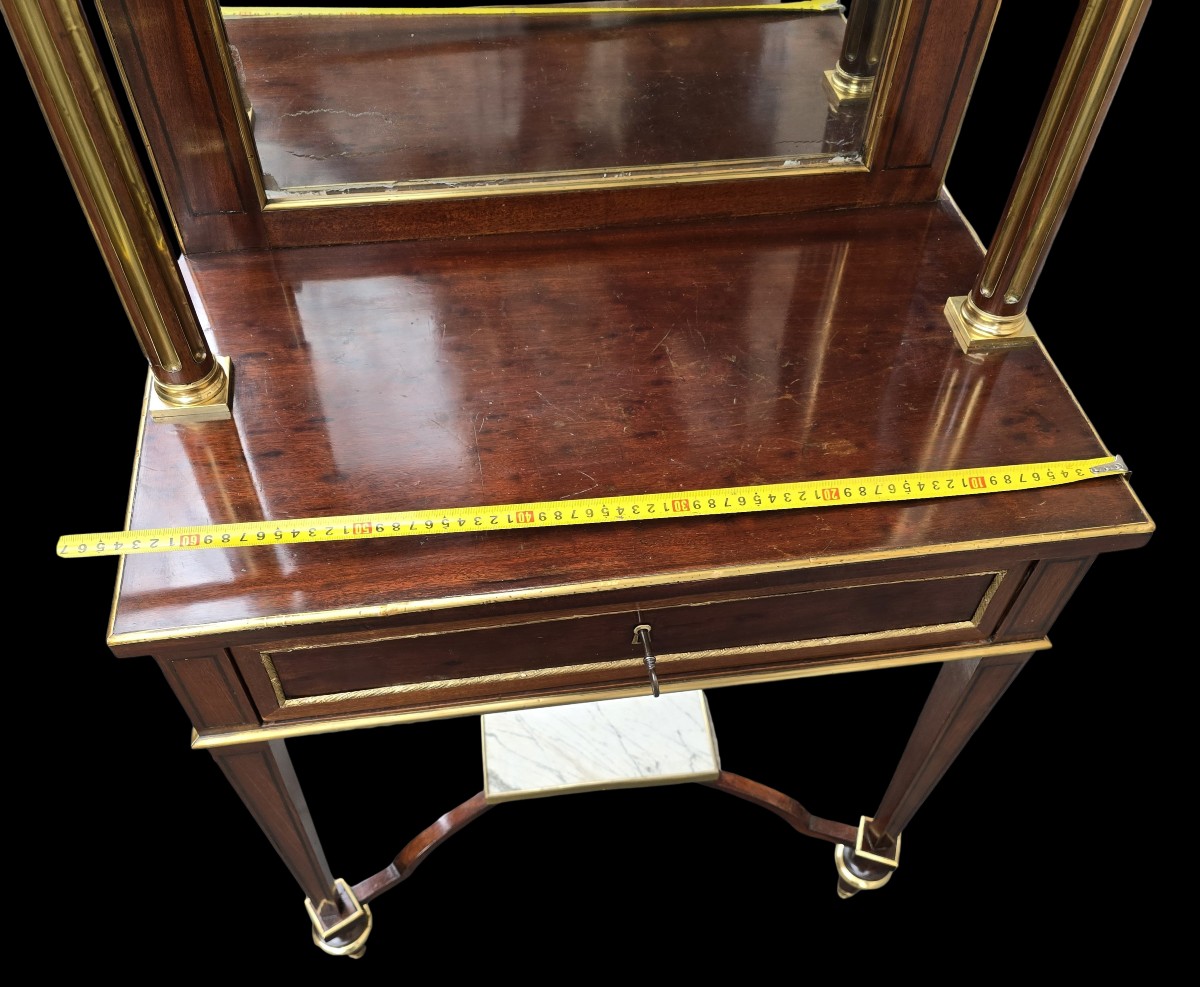 Bonheur-du-jour in stile Luigi XVI in mogano e bronzo dorato fine '800-photo-5