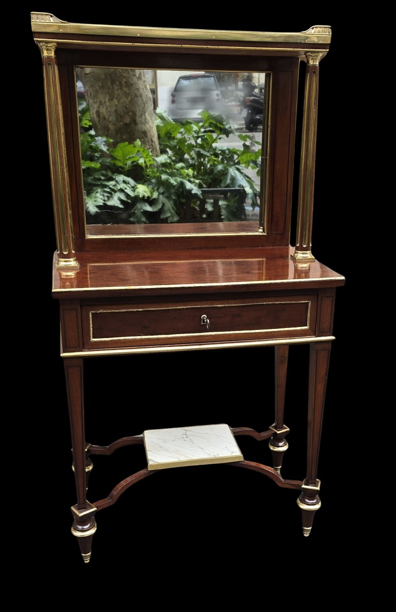 Bonheur-du-jour in stile Luigi XVI in mogano e bronzo dorato fine '800