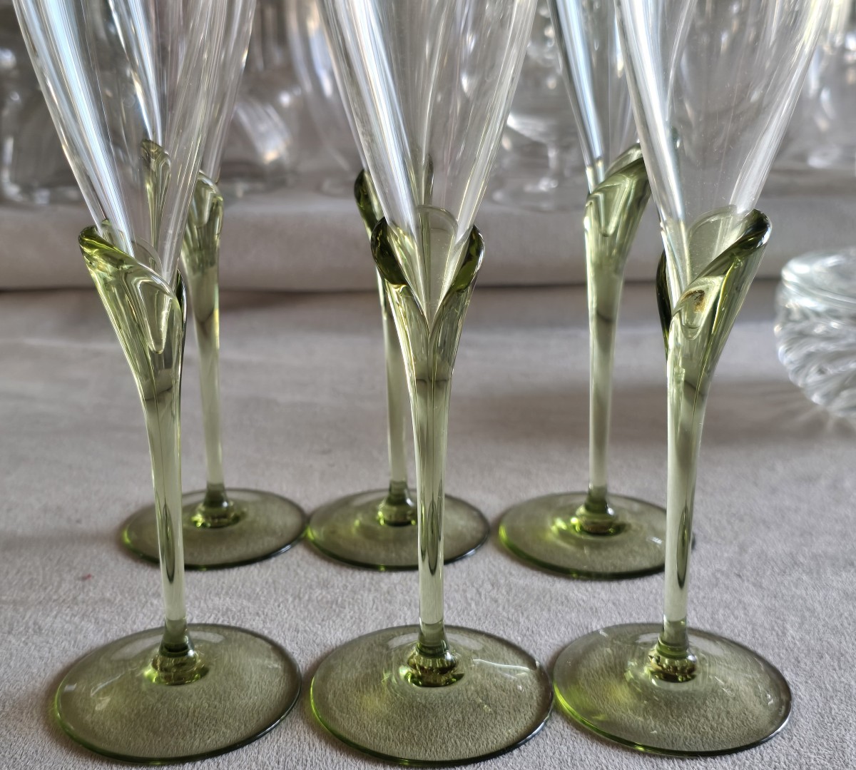 Serie di sei flute da champagne in cristallo, modello Papyrus di Rosenthal-photo-3