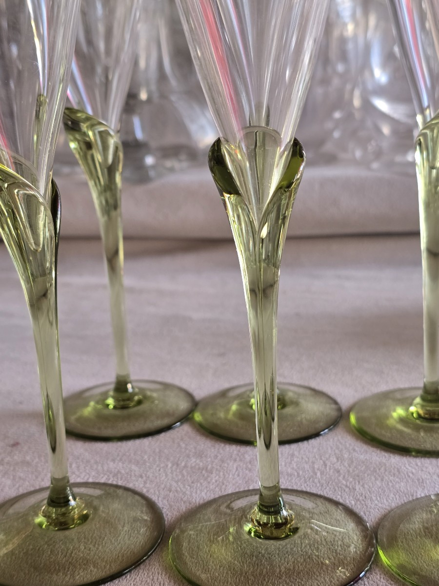 Serie di sei flute da champagne in cristallo, modello Papyrus di Rosenthal-photo-4