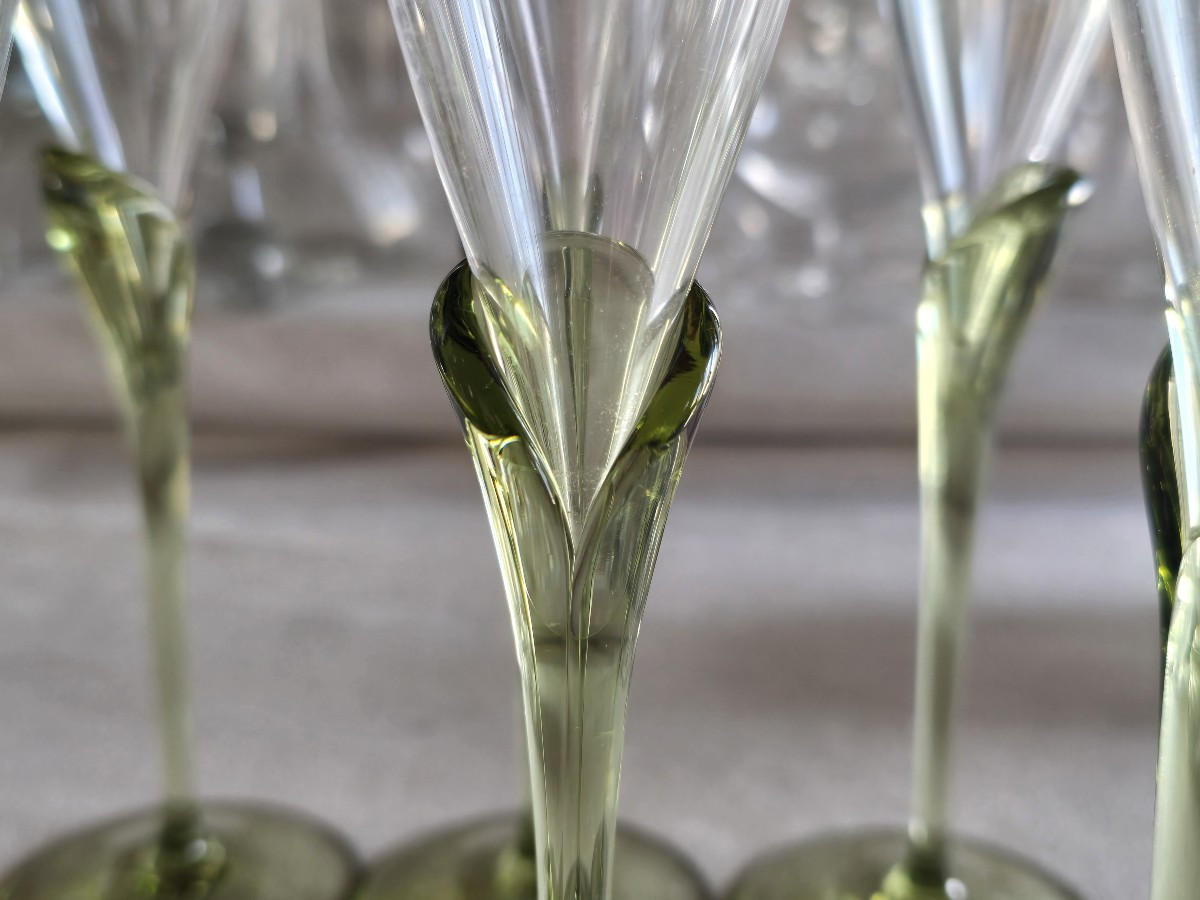 Serie di sei flute da champagne in cristallo, modello Papyrus di Rosenthal-photo-1