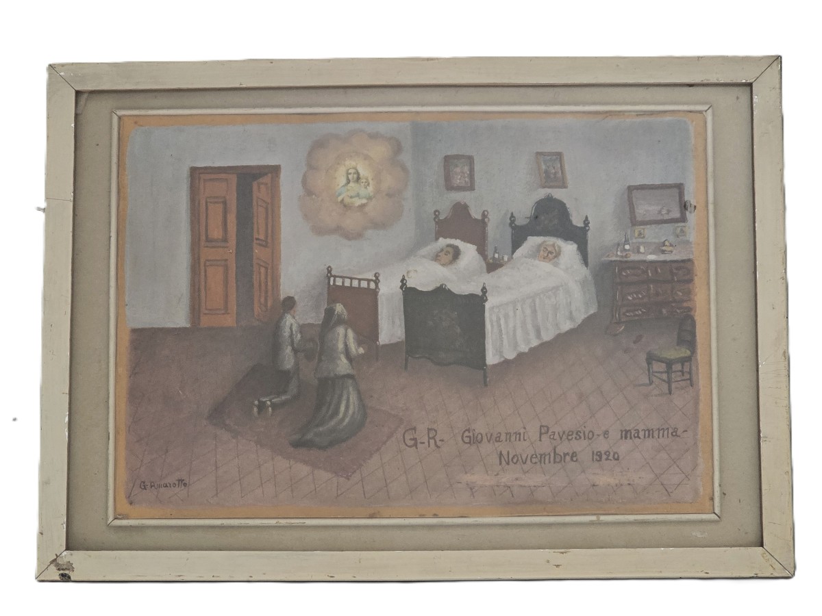 Pittura votiva e naïf, gouache, ex voto italiano, 1920-photo-2