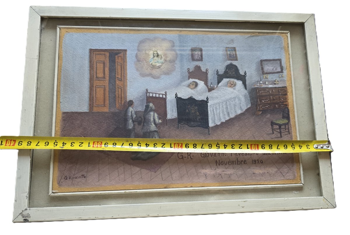 Pittura votiva e naïf, gouache, ex voto italiano, 1920-photo-4