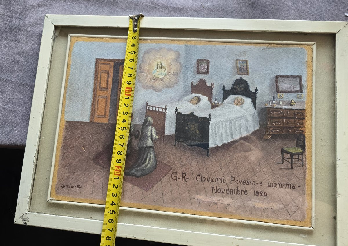 Pittura votiva e naïf, gouache, ex voto italiano, 1920-photo-5