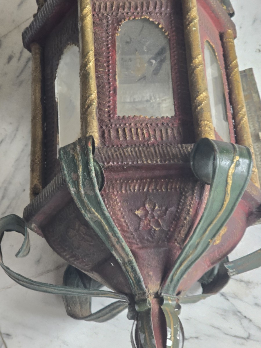 Lanterna o torcia in ferro dipinto e dorato, Italia, fine 800-photo-3