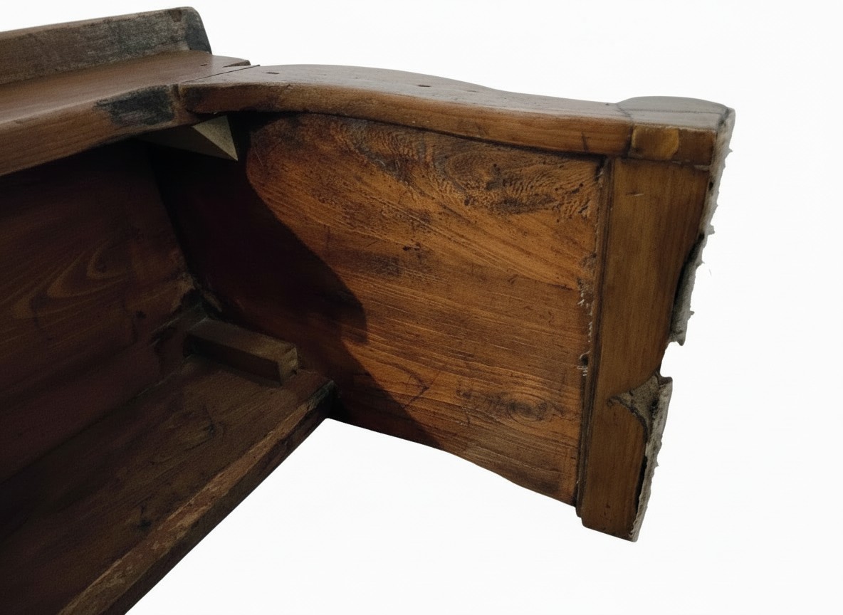 Panca antica in olmo massello, Italia settentrionale 700-photo-6