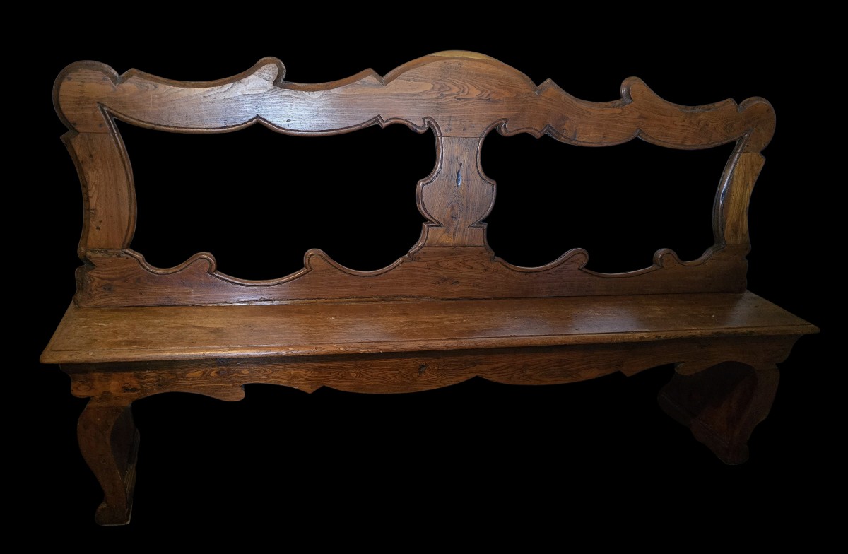 Panca antica in olmo massello, Italia settentrionale 700