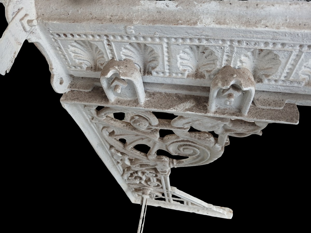 Antica base di lavandino in ghis smaltata bianca, fine 800-photo-3