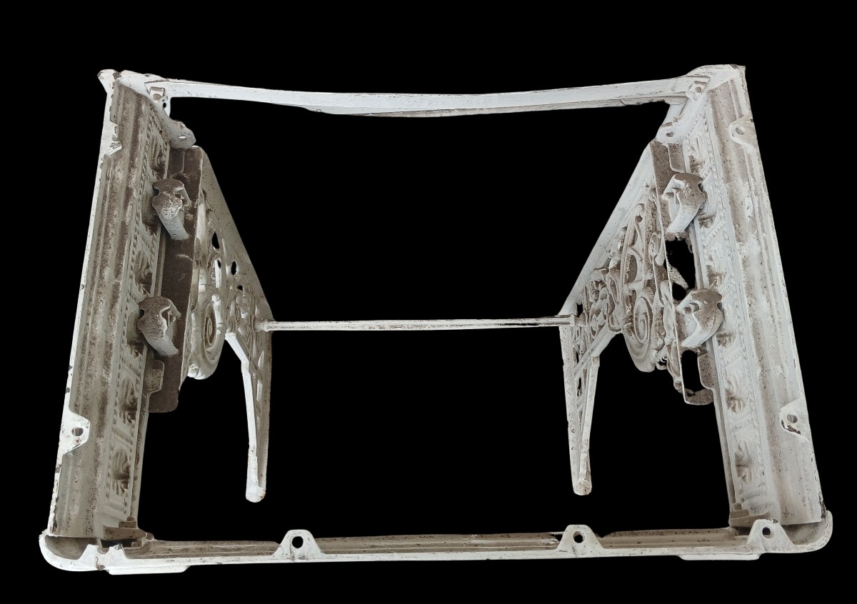 Antica base di lavandino in ghis smaltata bianca, fine 800-photo-4