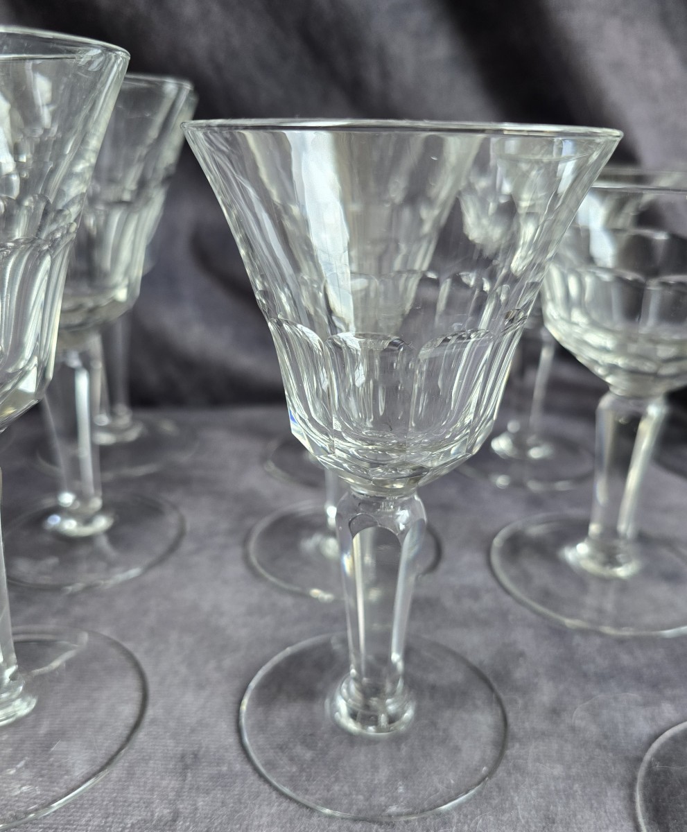 Insieme di 18 bicchieri antichi in cristallo molato a mano-photo-4
