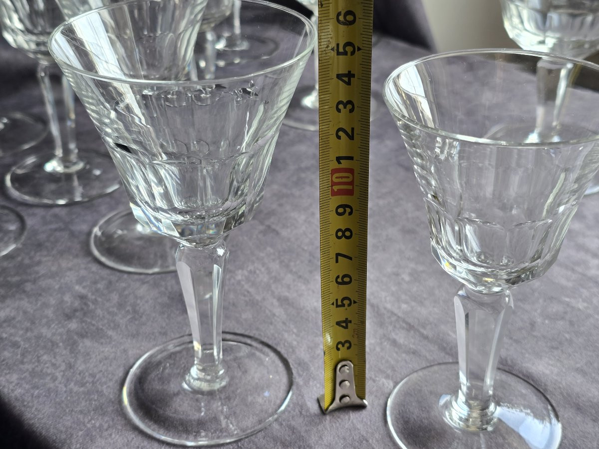 Insieme di 18 bicchieri antichi in cristallo molato a mano-photo-3