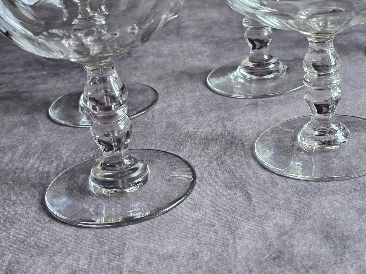 Lotto di 6 coppe da champagne antiche in cristallo molato, fine 800-photo-3