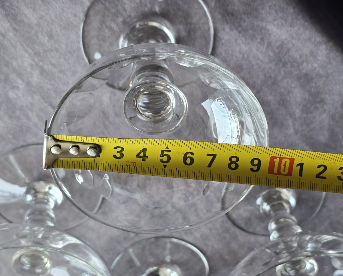 Lotto di 6 coppe da champagne antiche in cristallo molato, fine 800-photo-3