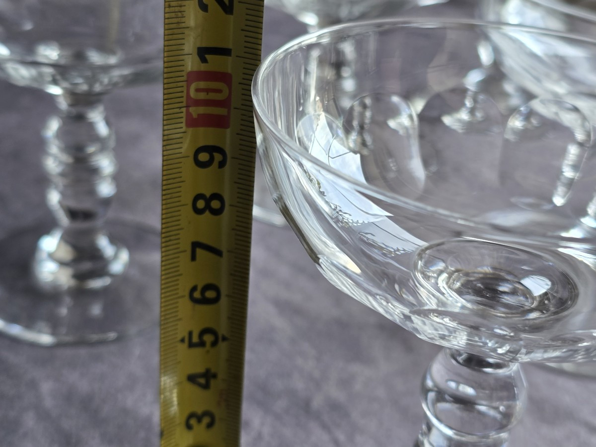 Lotto di 6 coppe da champagne antiche in cristallo molato, fine 800-photo-4