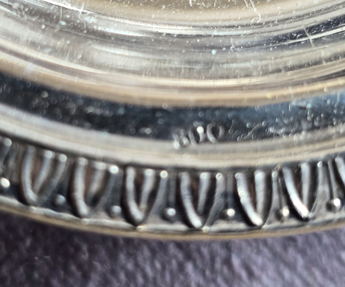 Antica oliera‑acetiera in cristallo e argento massiccio, in stile Impero-photo-1