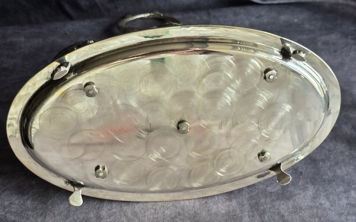 Antica oliera‑acetiera in cristallo e argento massiccio, in stile Impero-photo-2