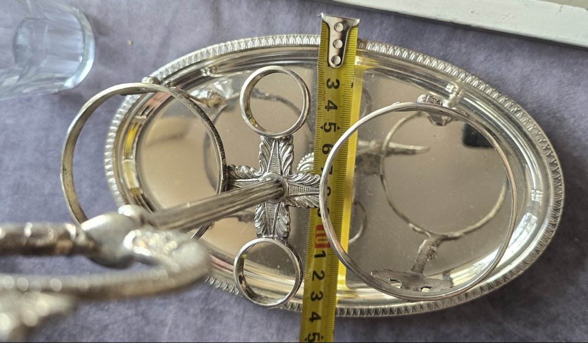 Antica oliera‑acetiera in cristallo e argento massiccio, in stile Impero-photo-5