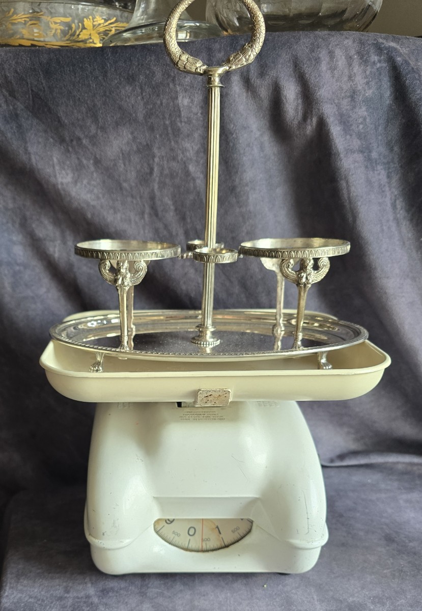 Antica oliera‑acetiera in cristallo e argento massiccio, in stile Impero-photo-8