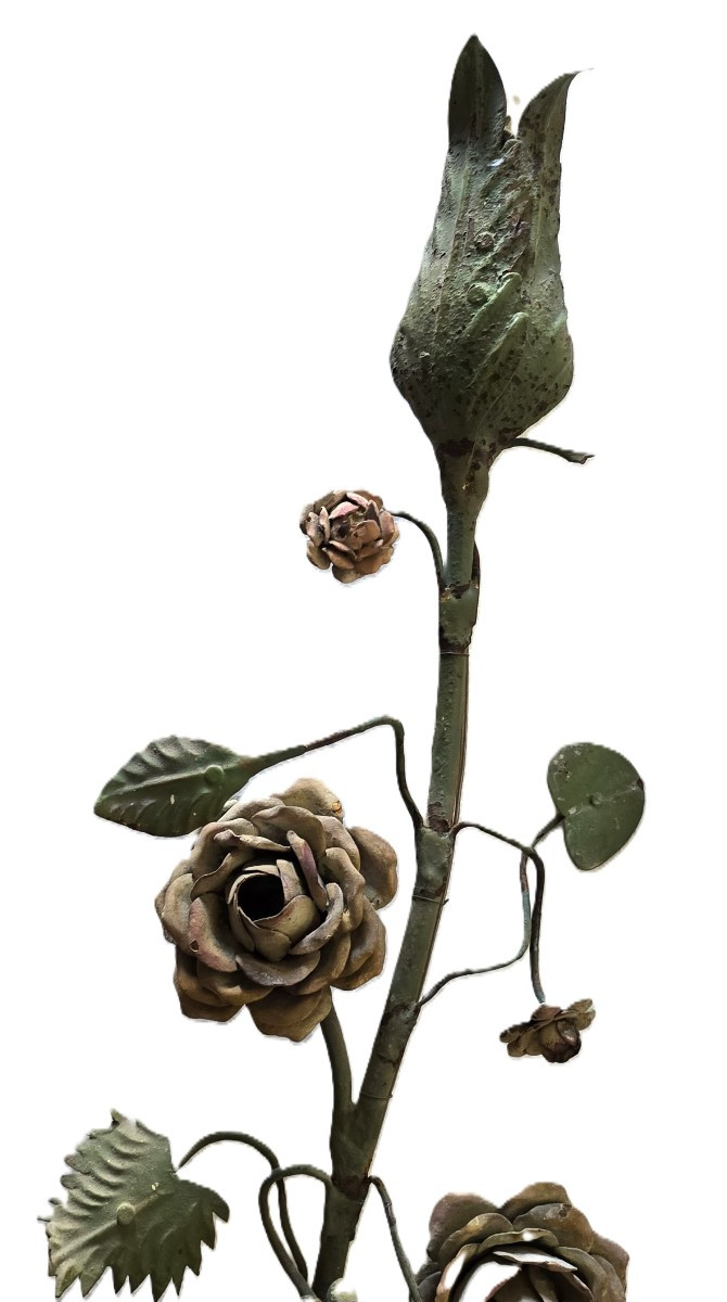 Antica grande applique in lamiera di ferro policroma, Firenze, circa metà XX secolo-photo-1